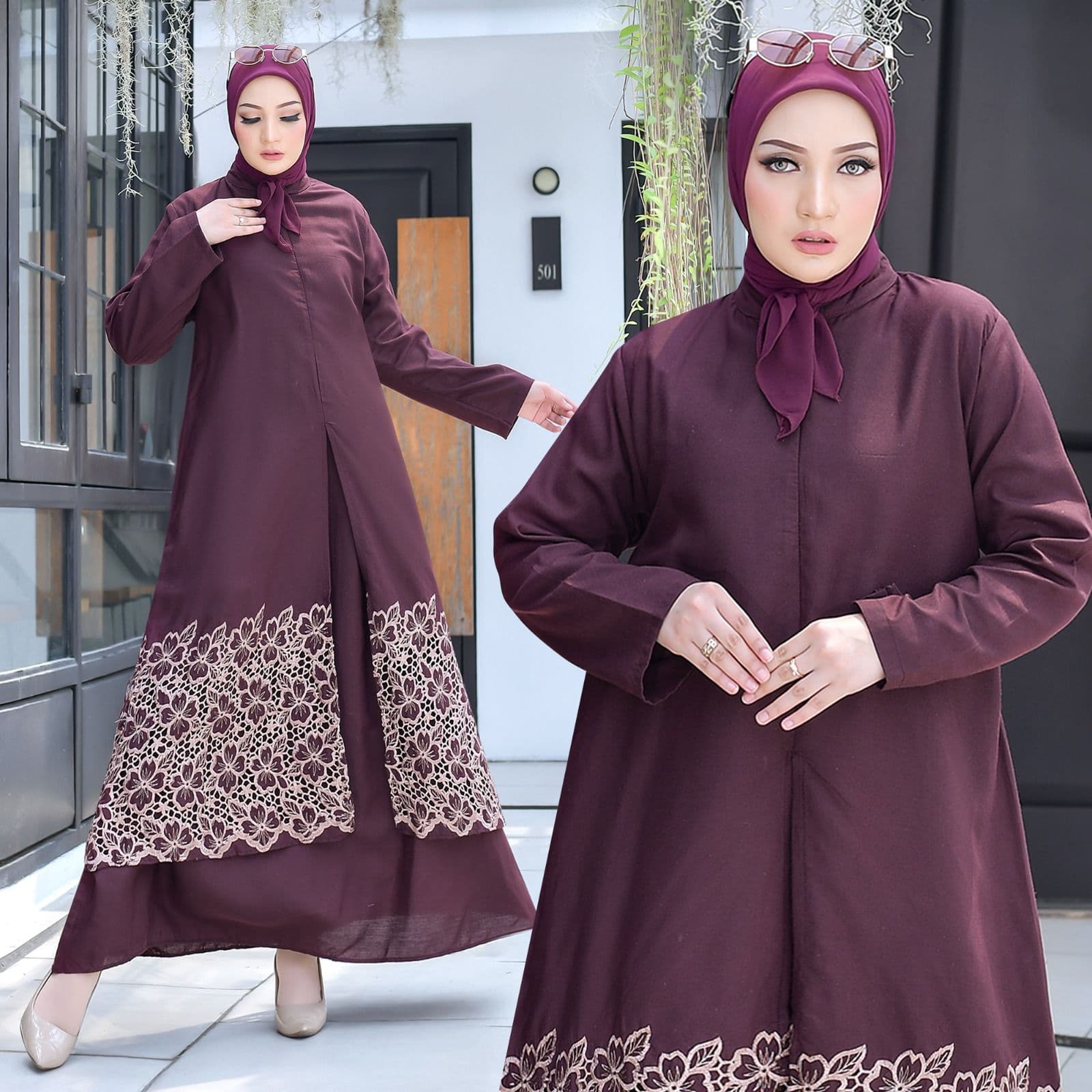 Zahra Dress warna Maroon