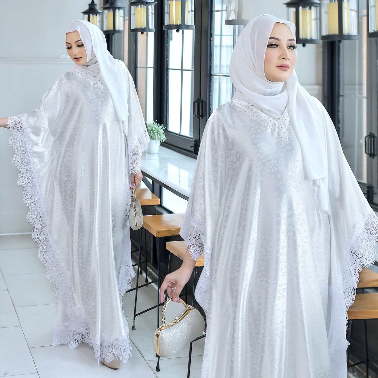Kaftan Wulan warna White koleksi KHZ Boutique